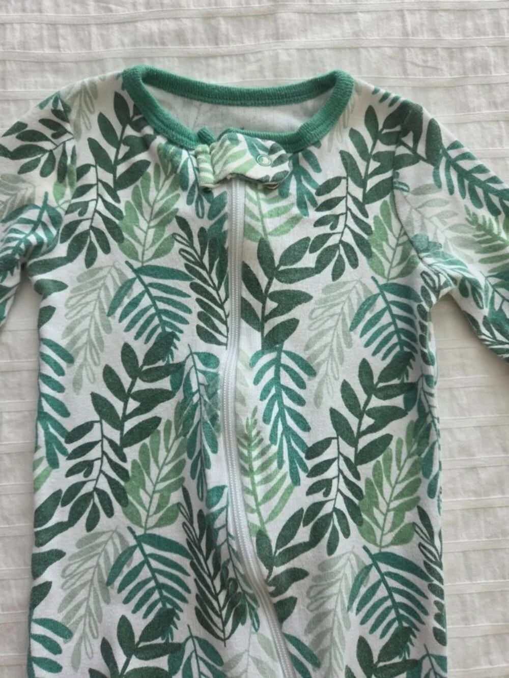 Cloud Island Baby Footed Sleeper 3-6M Green Leaf Print Zip Pajamas 100% Cotton